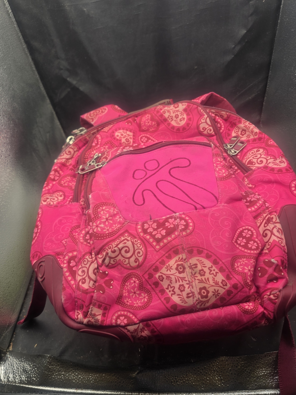 Bright Pink Heart-Pattern Backpack for Women